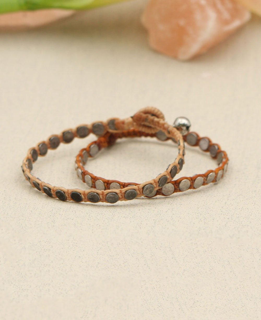 Woven Disk Bracelet with Bell