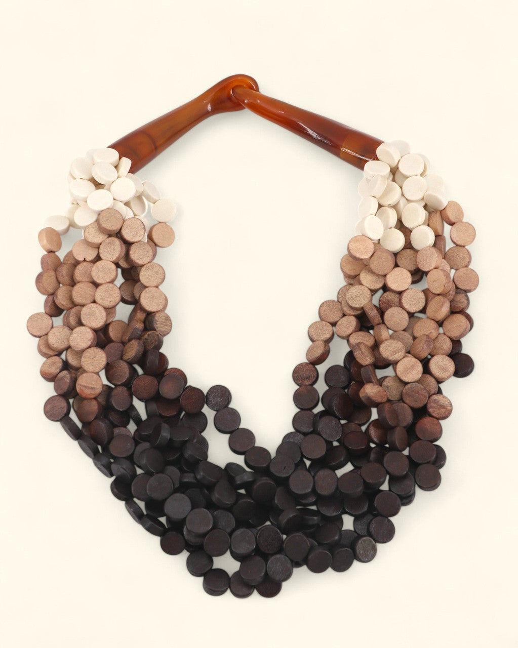 Ombré Wooden Disc Multi-Strand Necklace