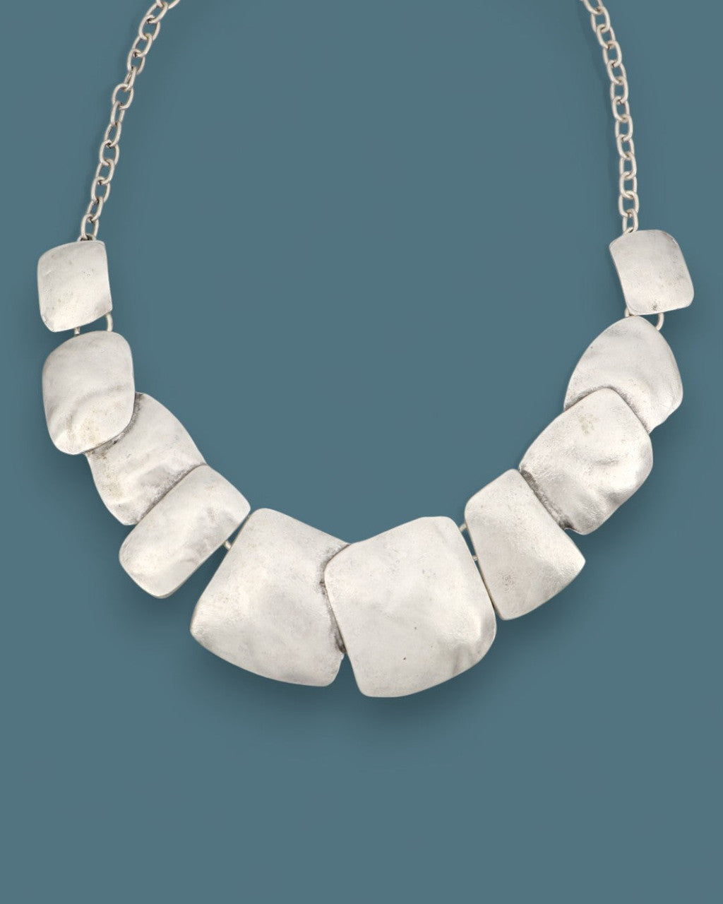 Softened Square Plaque Silver Necklace