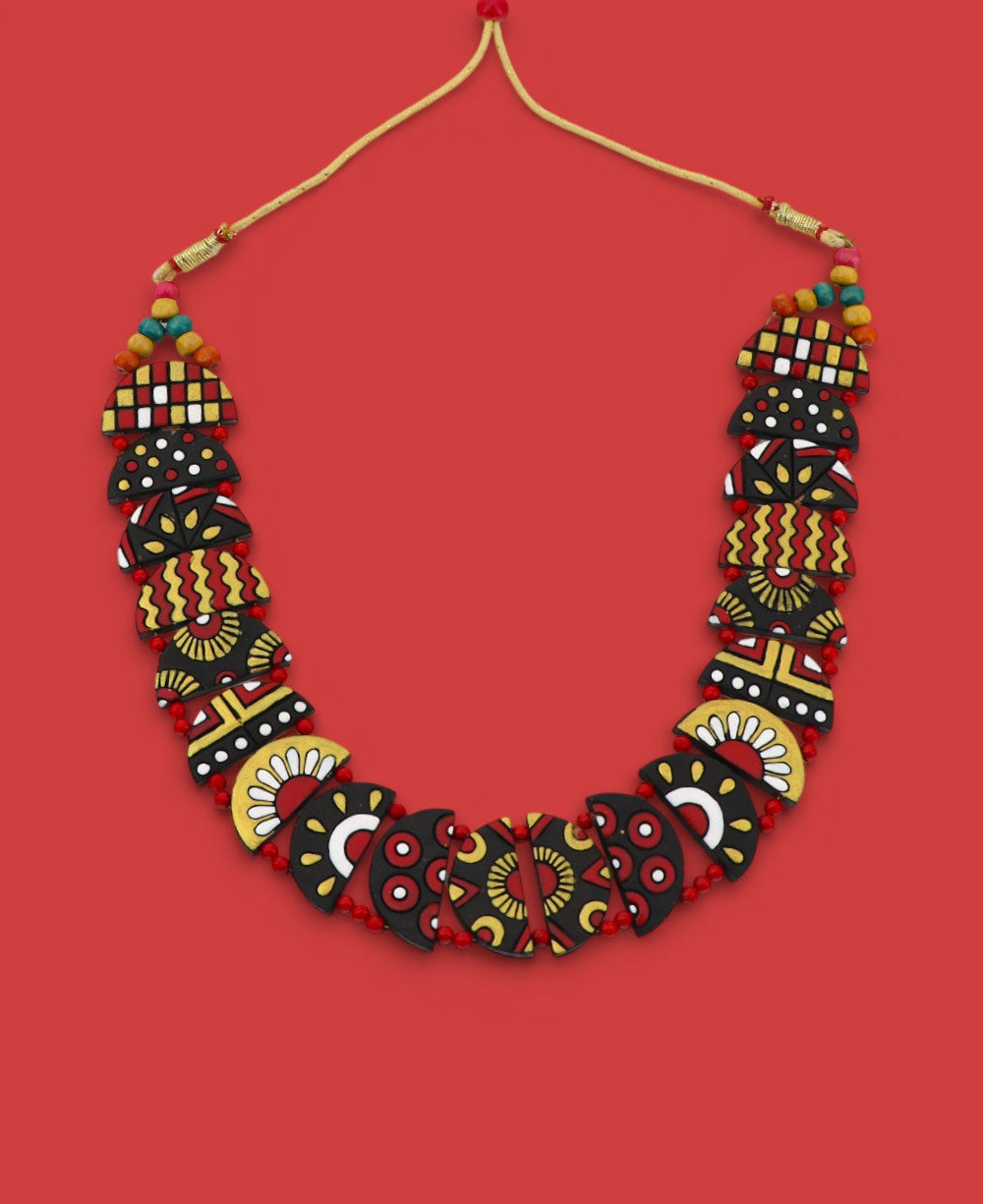 Half-Moon Painted Terracotta Necklace