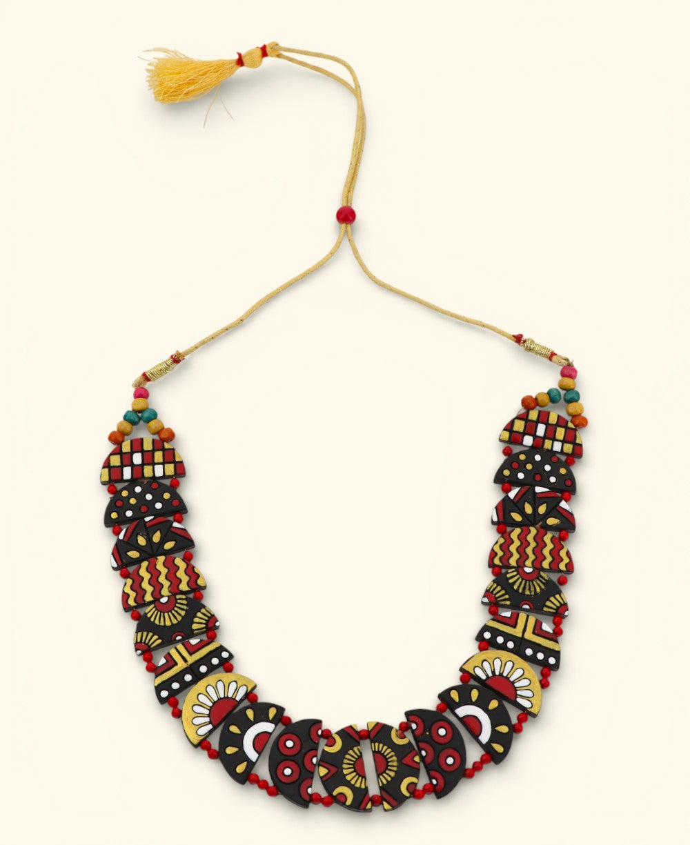 Half-Moon Painted Terracotta Necklace