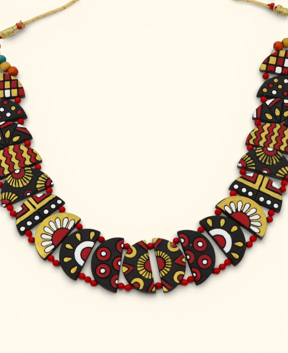 Half-Moon Painted Terracotta Necklace