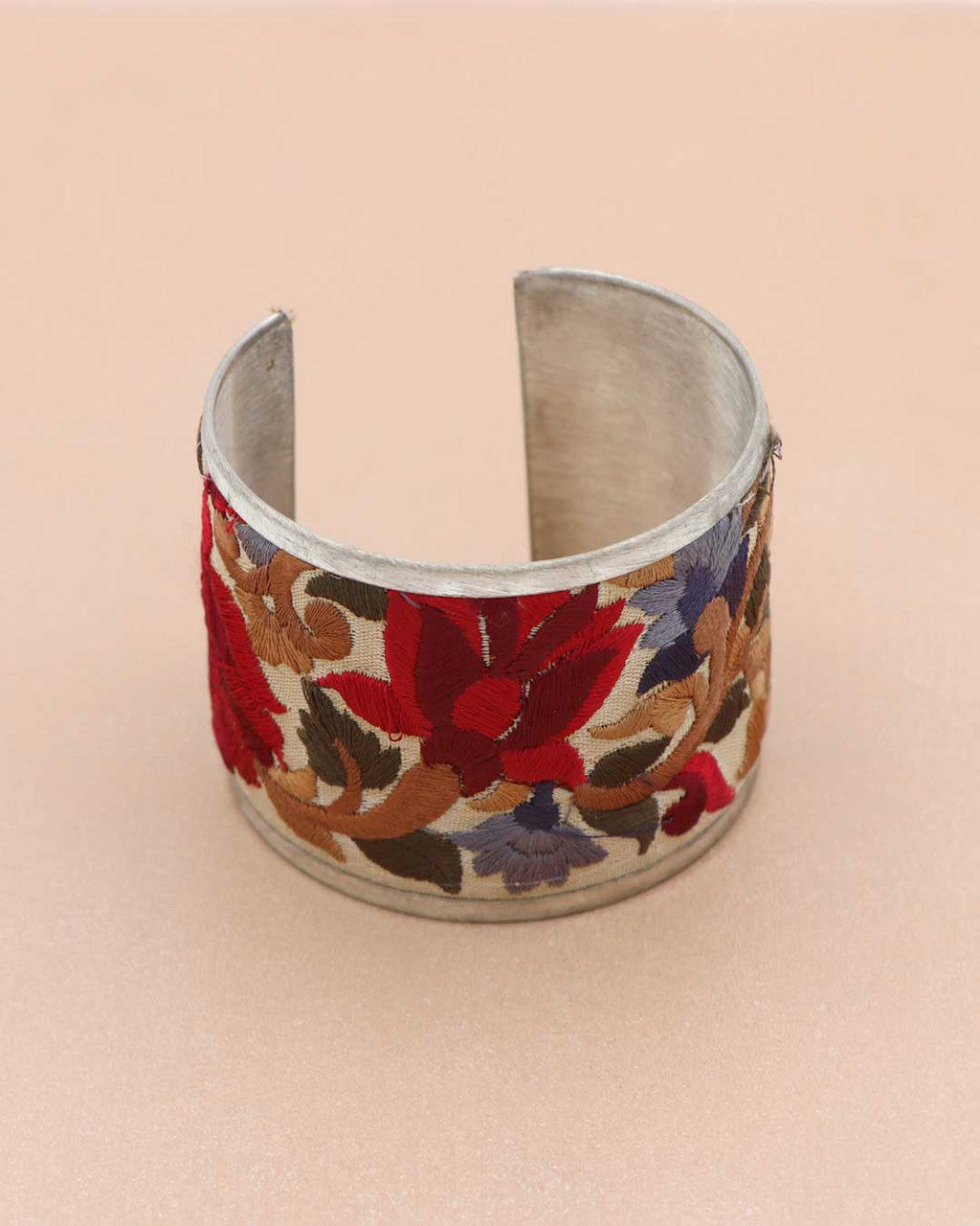 Crimson Embroidered Floral Cuff