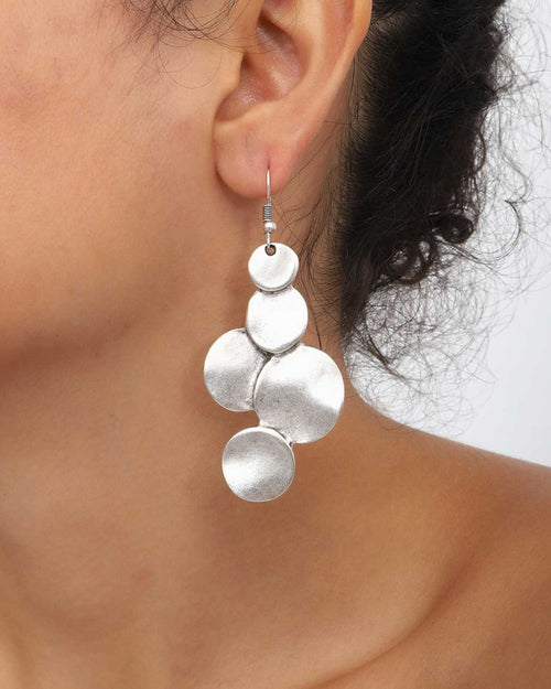 Cascading Hammered Disc Drop Earrings