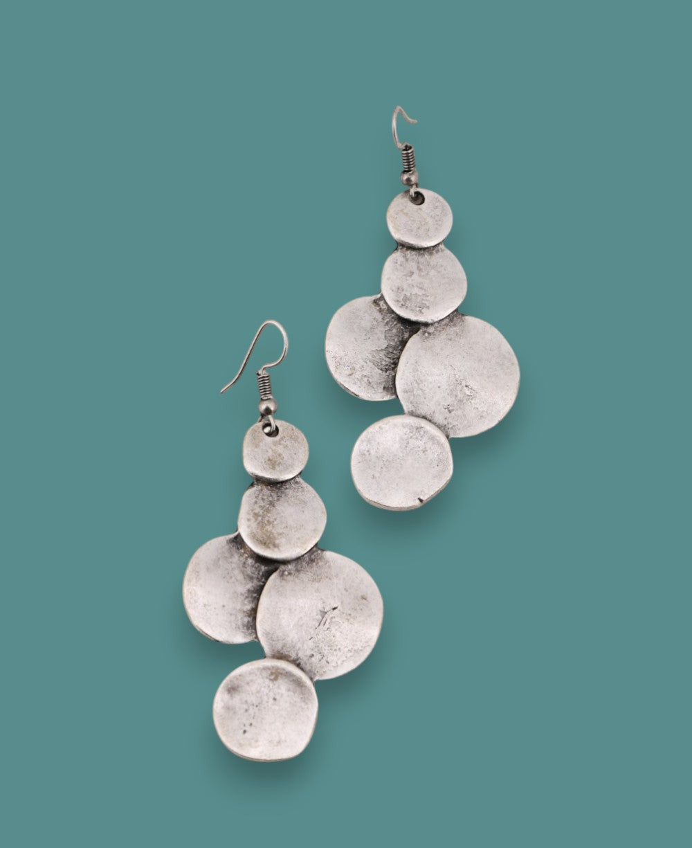 Cascading Hammered Disc Drop Earrings