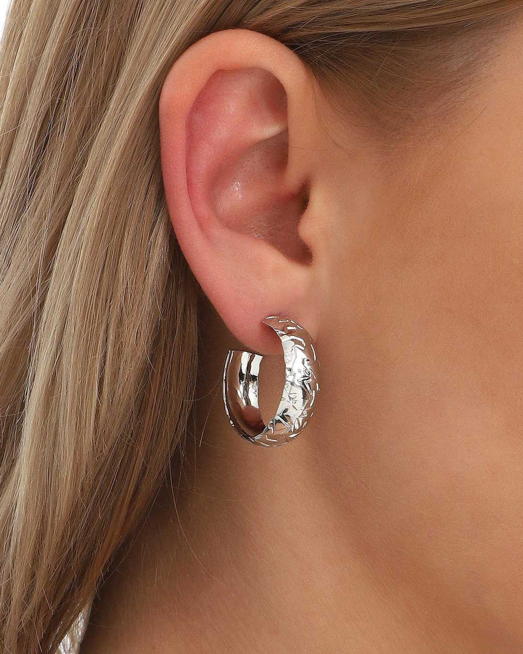 Hammered Wide-Band Hoop Earrings
