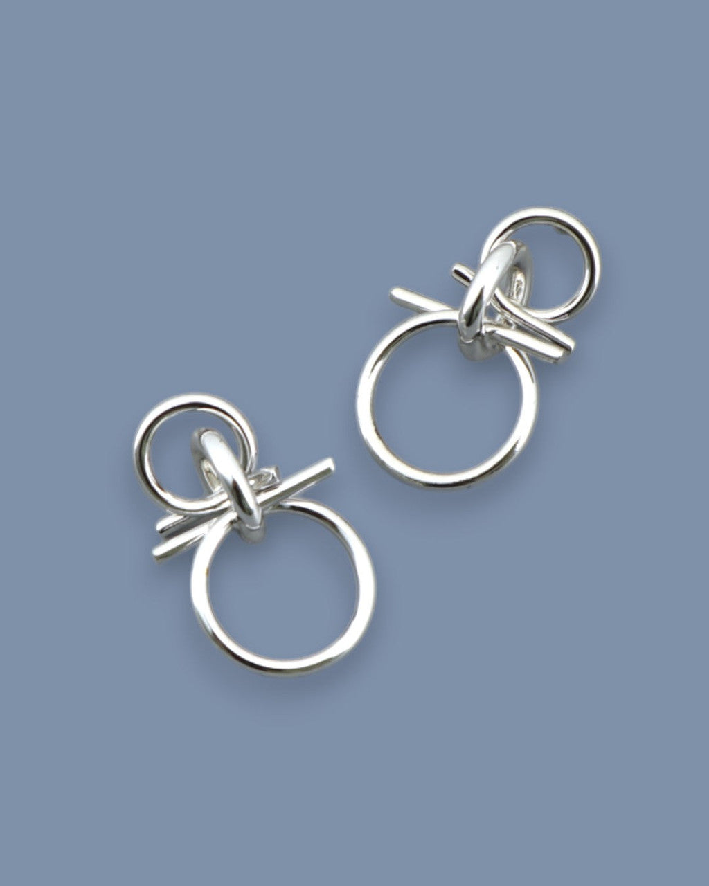 Linked Hoop Drop Earrings, Polished Silver-Tone