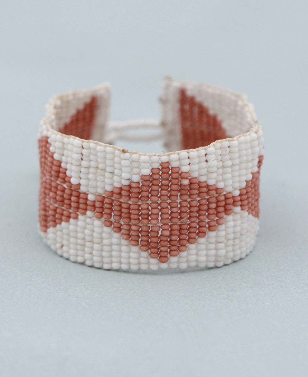 Diamond-Motif Loomed Bead Bracelet in Teal