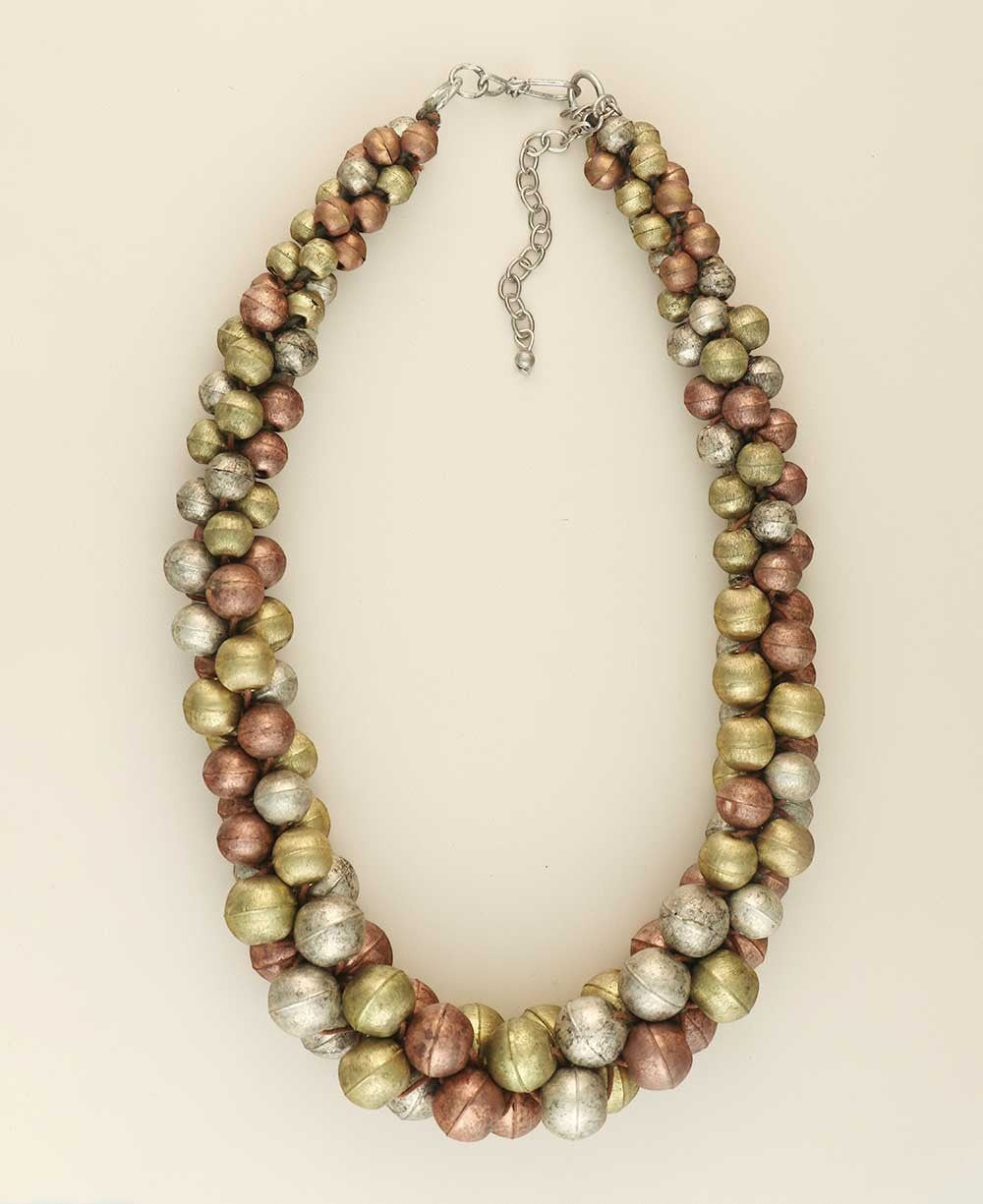 Tri-Tone Beaded Collar Necklace