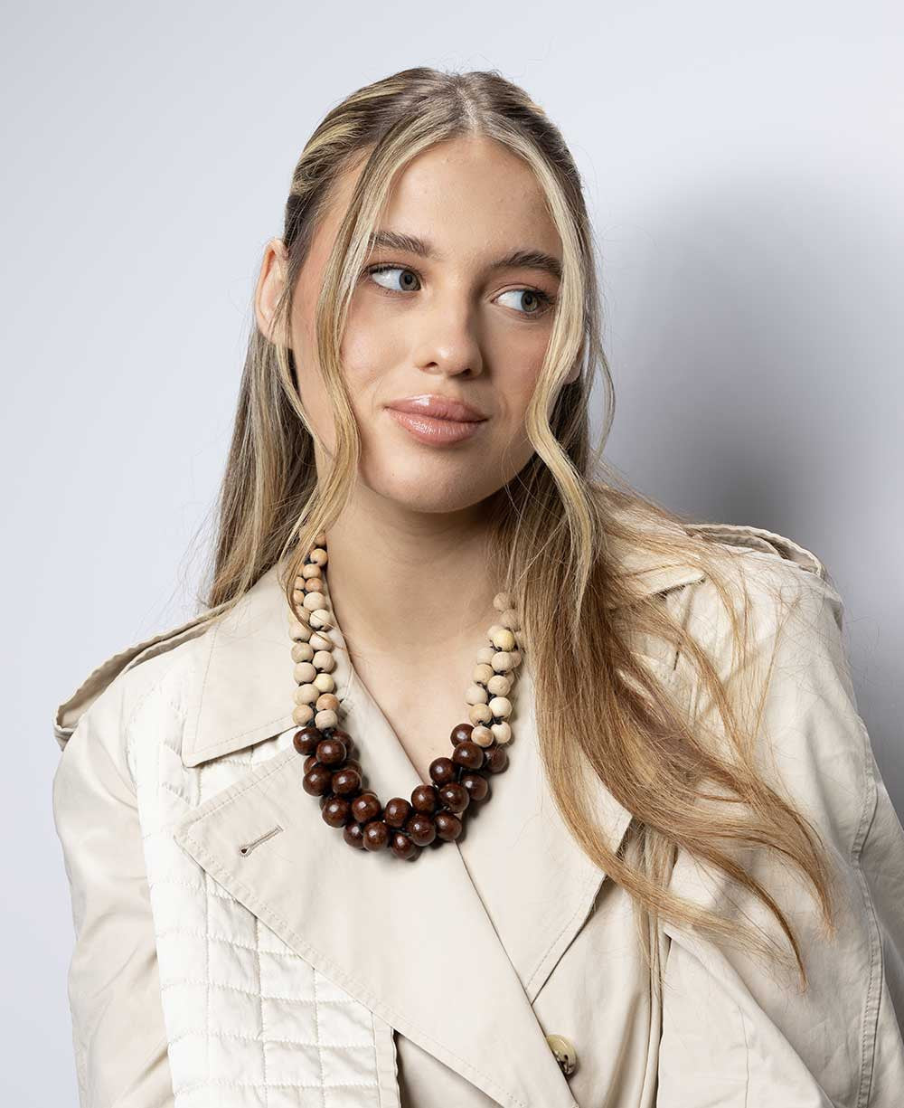 Double-Strand Ombré Wood Bead Necklace