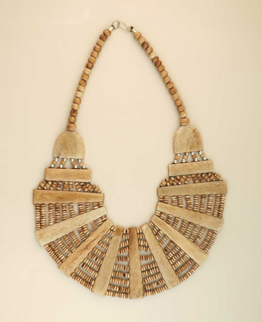 Cream Bone Fan Bib Necklace