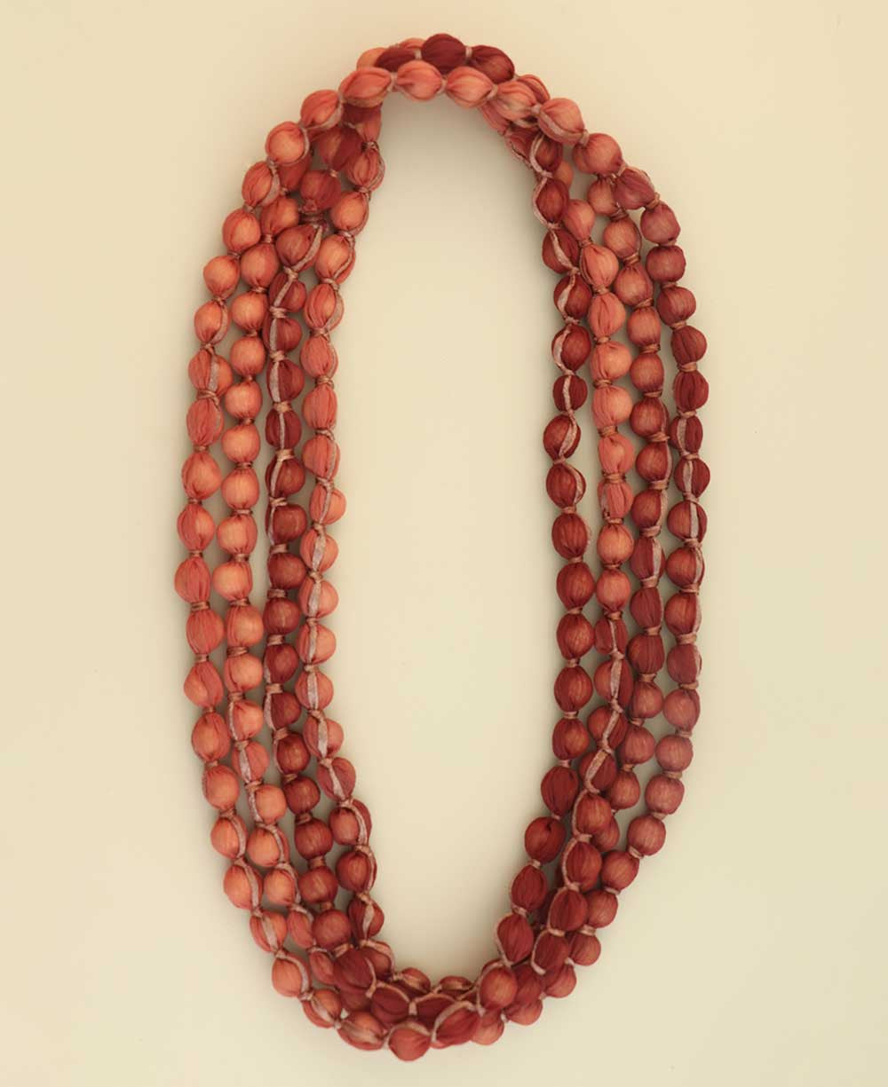 Fabric-Wrapped Teardrop Bead Rope, Rose and Pink