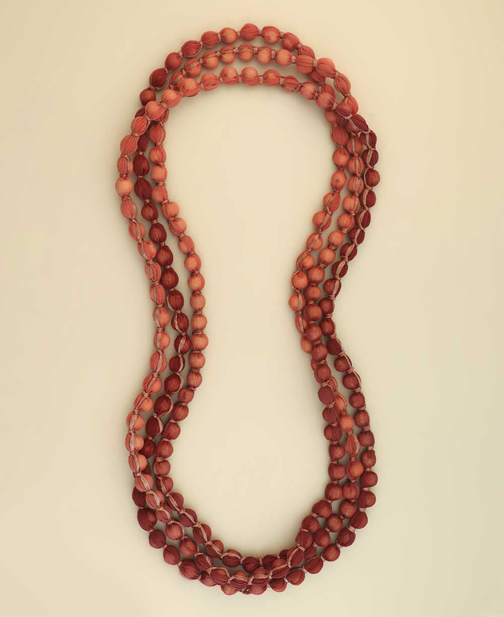 Fabric-Wrapped Teardrop Bead Rope, Rose and Pink