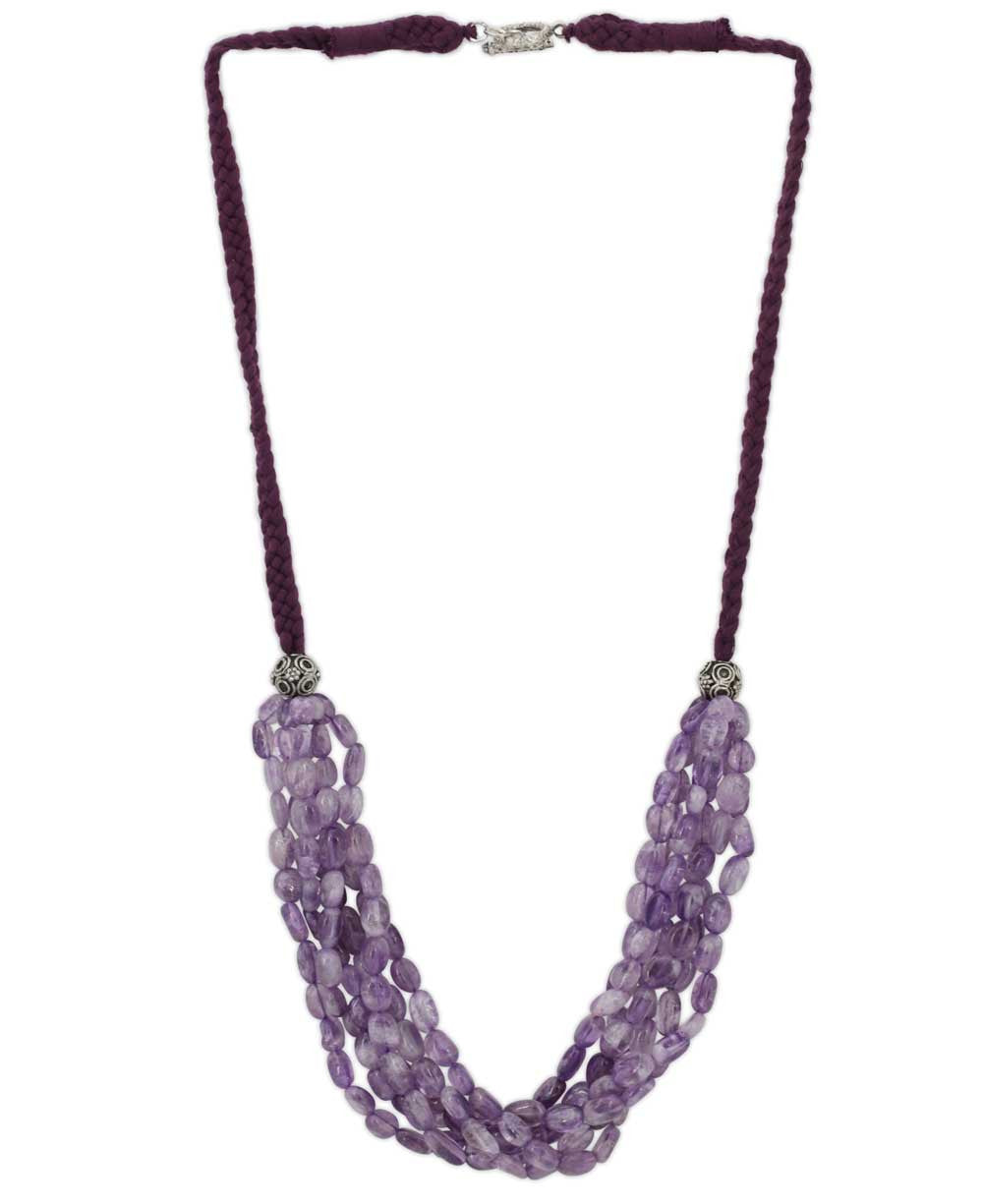 Amethyst Multi-Strand Necklace on Plum Braided Cord