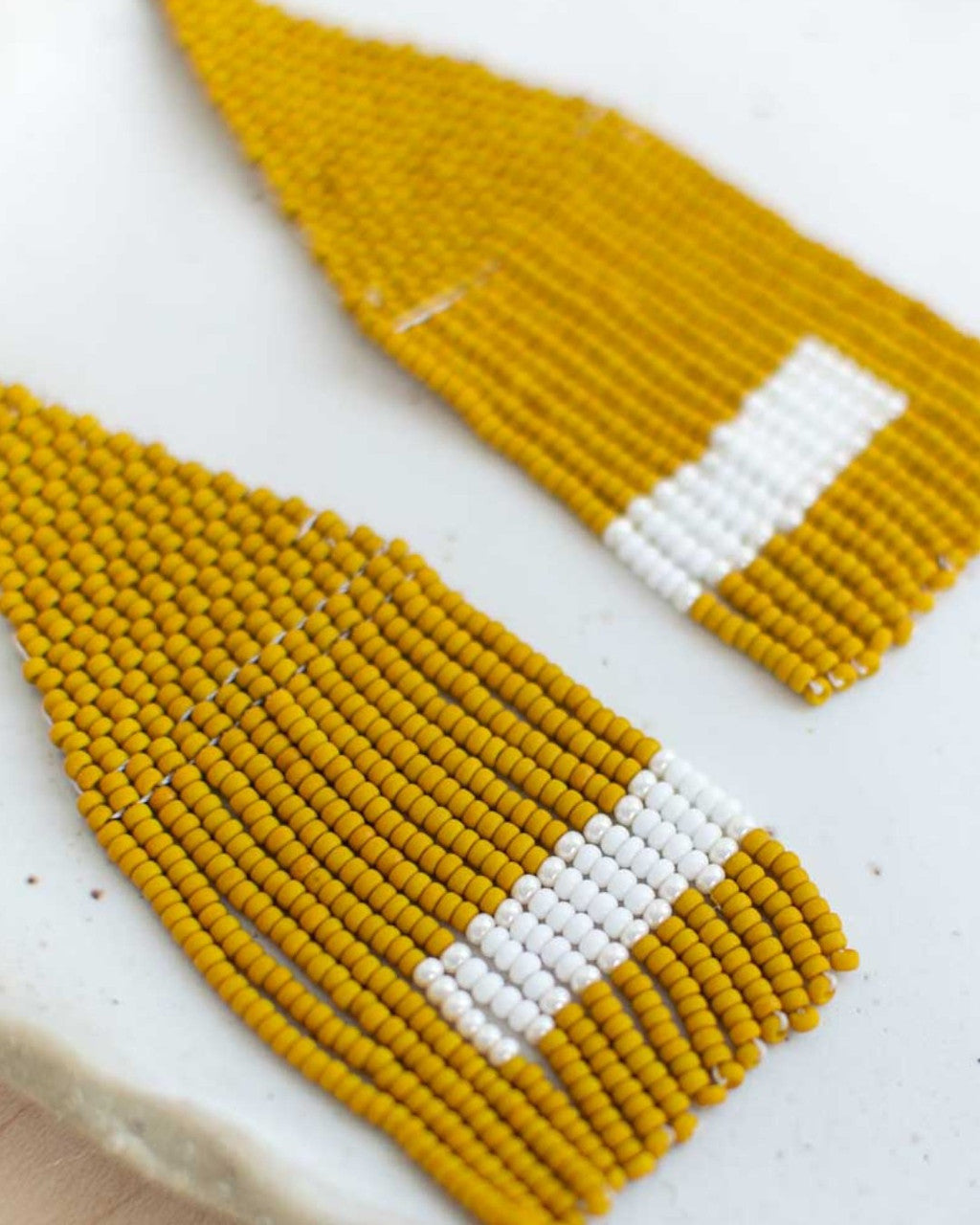 Mustard Seed-Bead Fringe Earrings