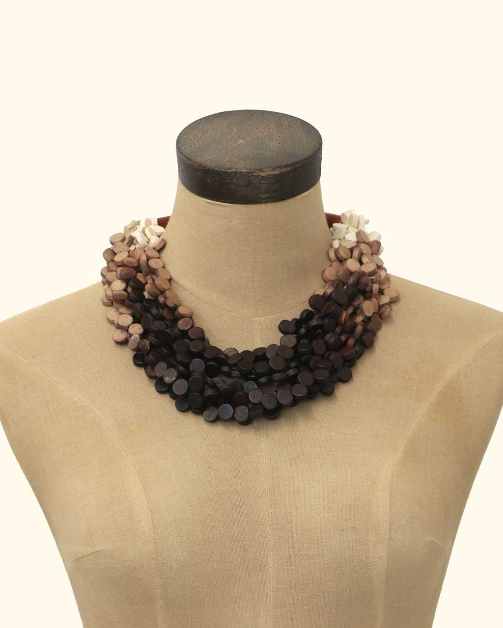 Ombré Wooden Disc Multi-Strand Necklace