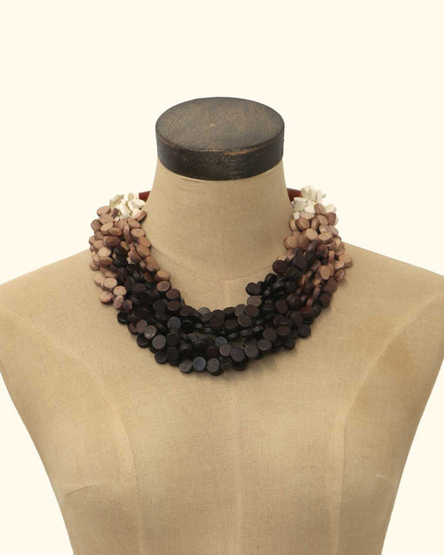 Ombré Wooden Disc Multi-Strand Necklace