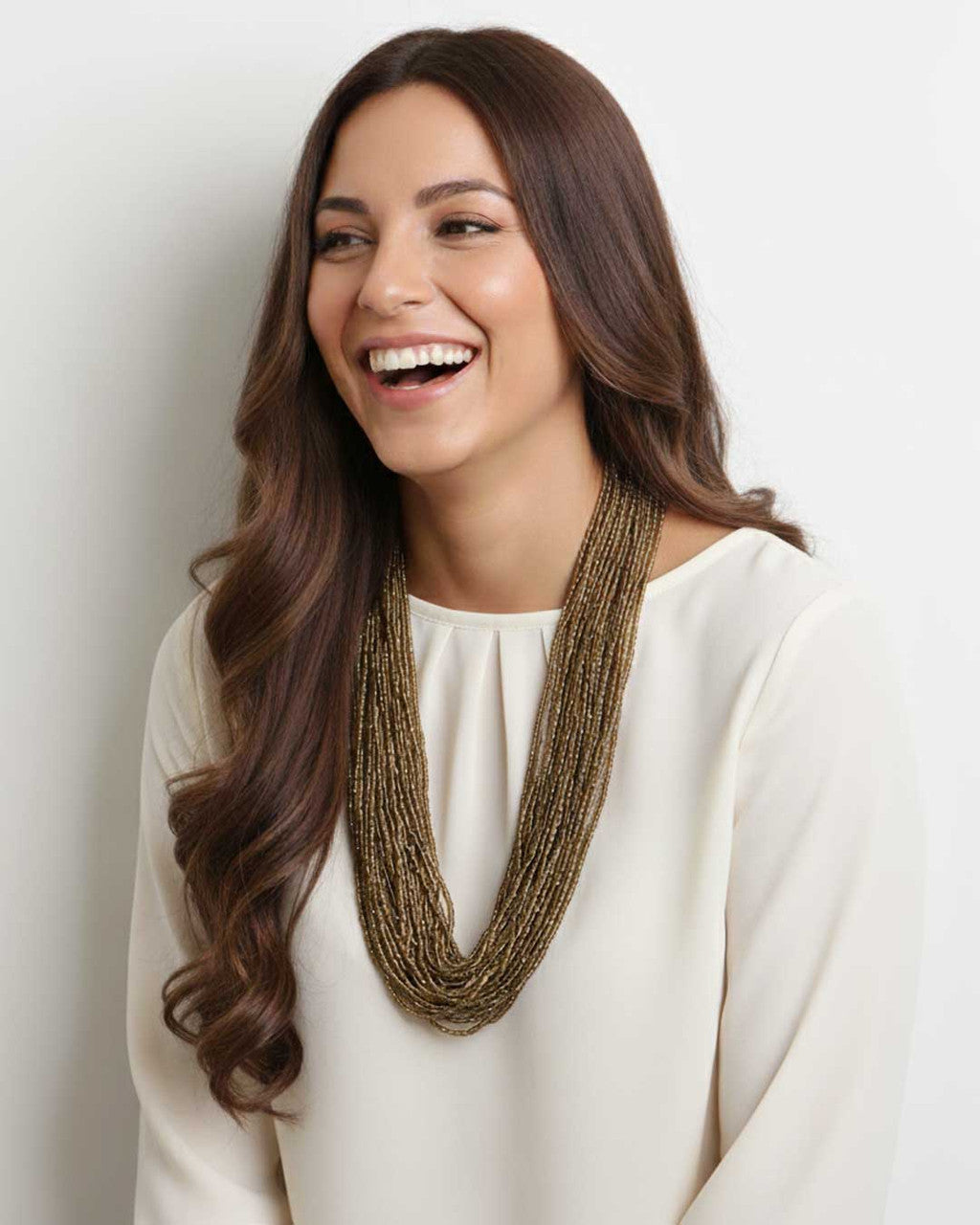 Forty-One Strand Antique Gold Seed Bead Necklace