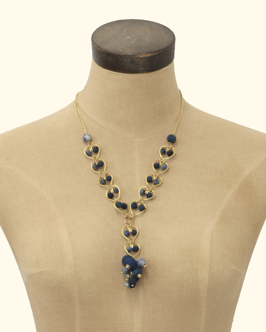 Indigo Heart-Link Cluster Necklace