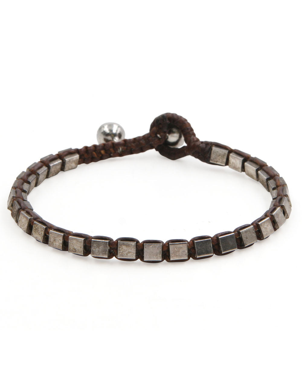 Faceted Cube Bead Cord Bracelet with Bell