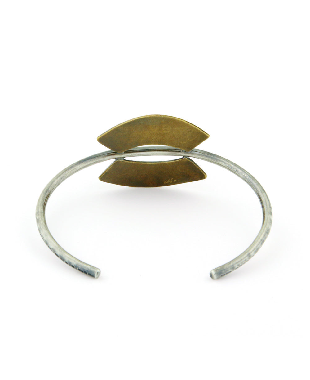 Stamped Brass and Silver Sun Cuff