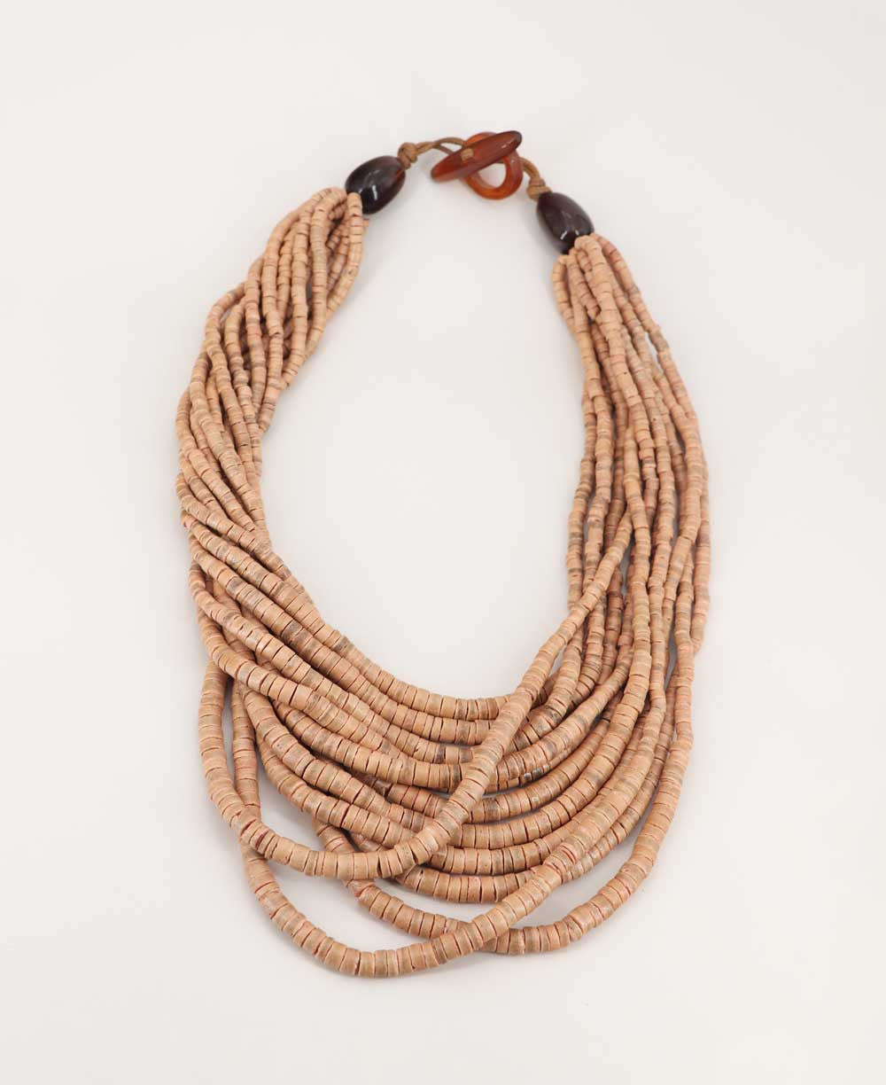 Multi-Strand Coconut Disc Necklace in Sage