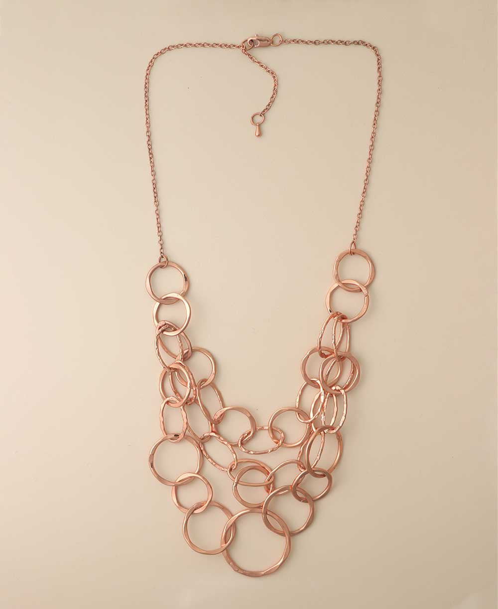 Cascading Hammered Ring Bib Necklace