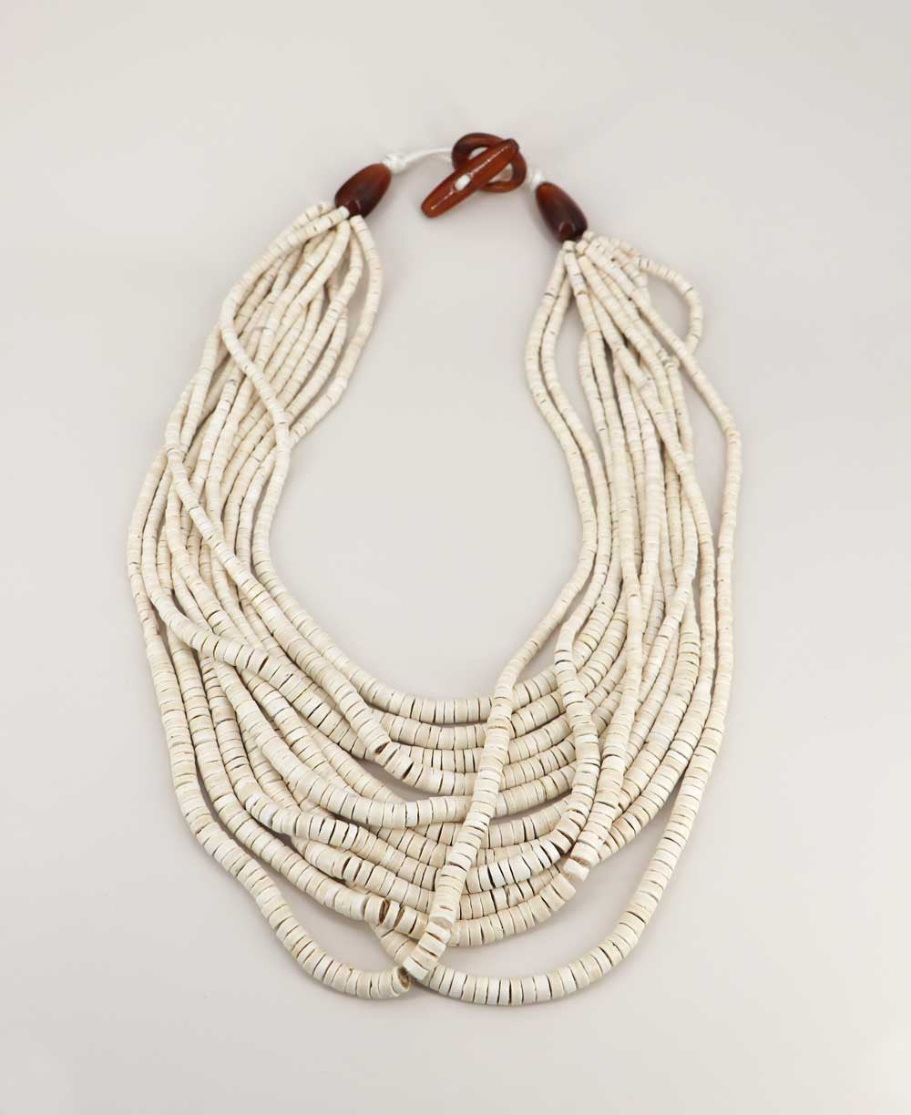 Multi-Strand Coconut Disc Necklace in Sage