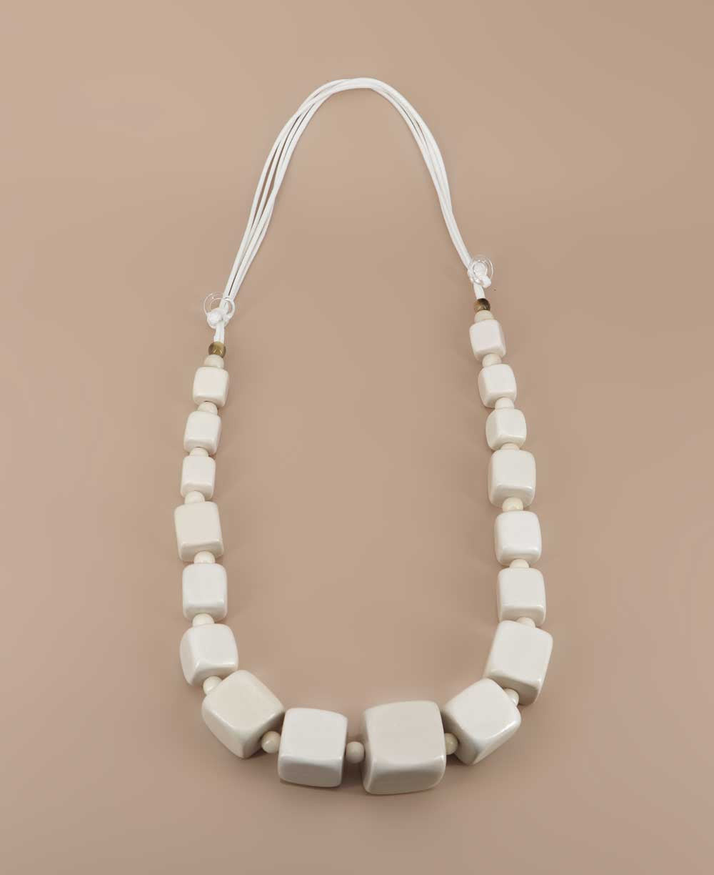 Graduated Cube Necklace, Soft White Wood
