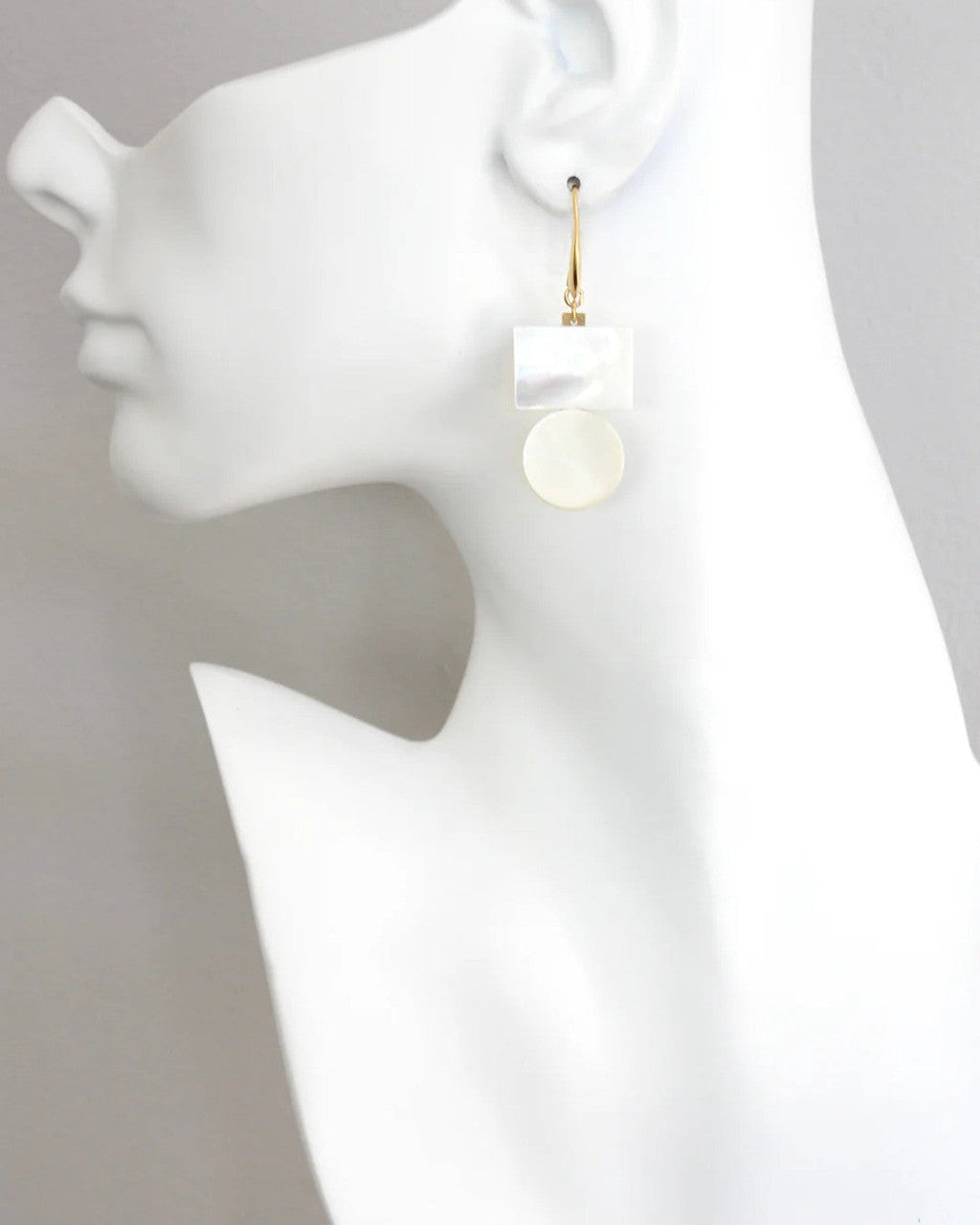 Mother-of-Pearl Rectangle and Circle Drop Earrings