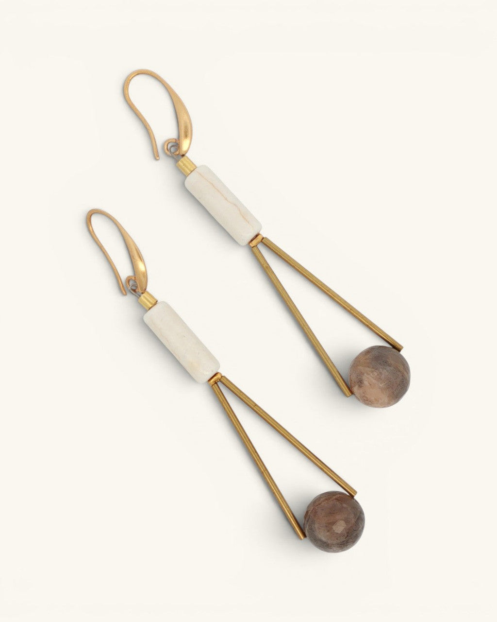Column and Sphere Linear Drop Earrings