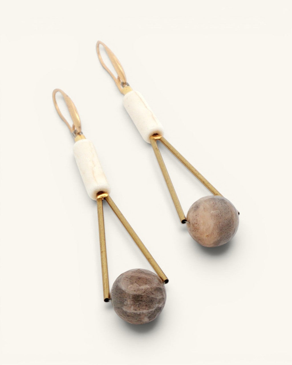 Column and Sphere Linear Drop Earrings