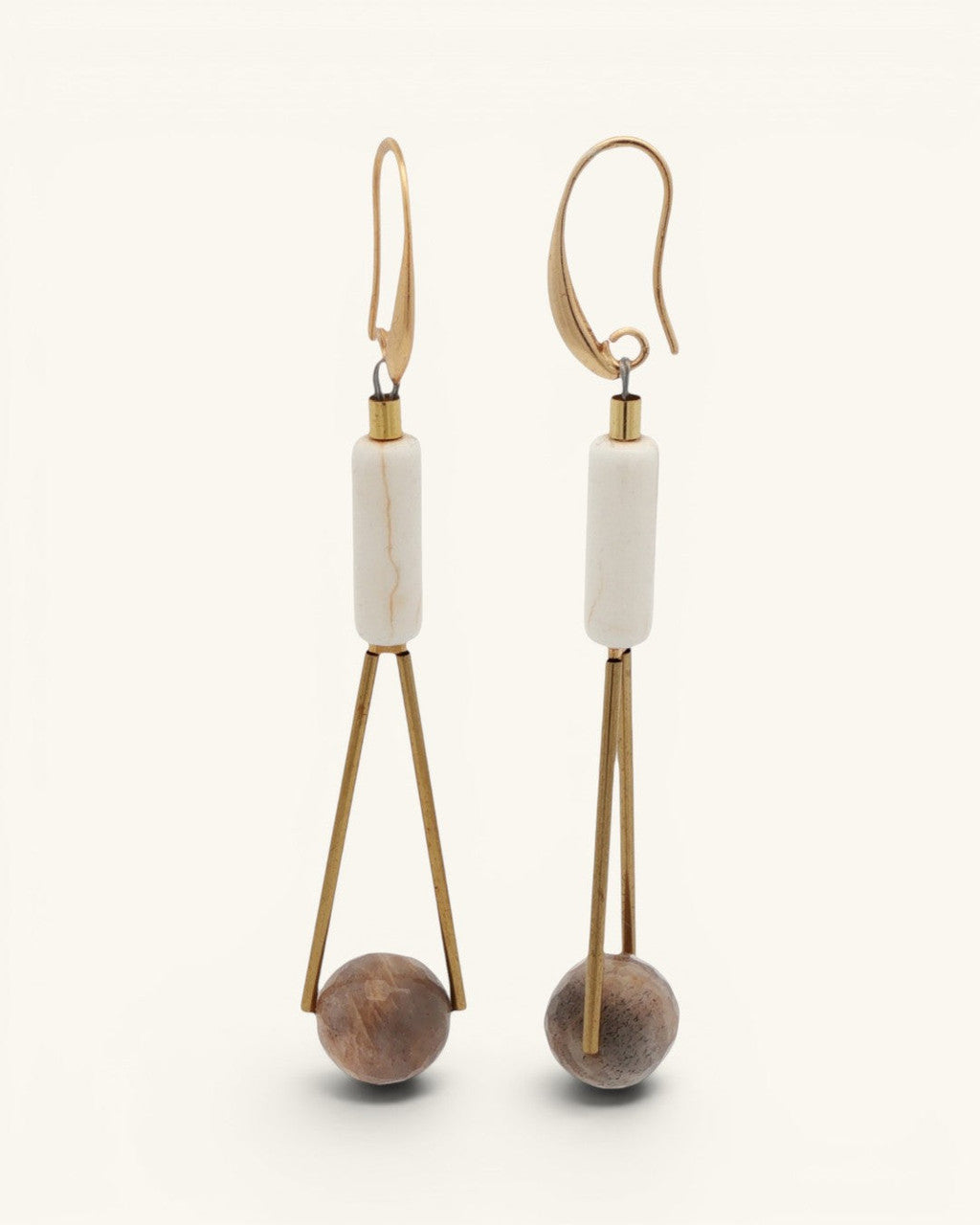 Column and Sphere Linear Drop Earrings