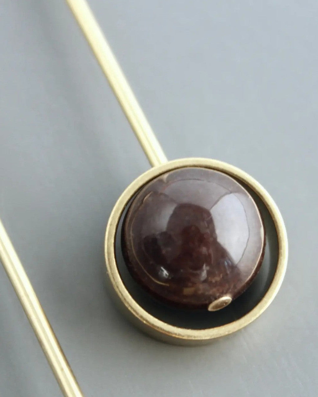 Bar-and-Sphere Drop Earrings in Brown Agate