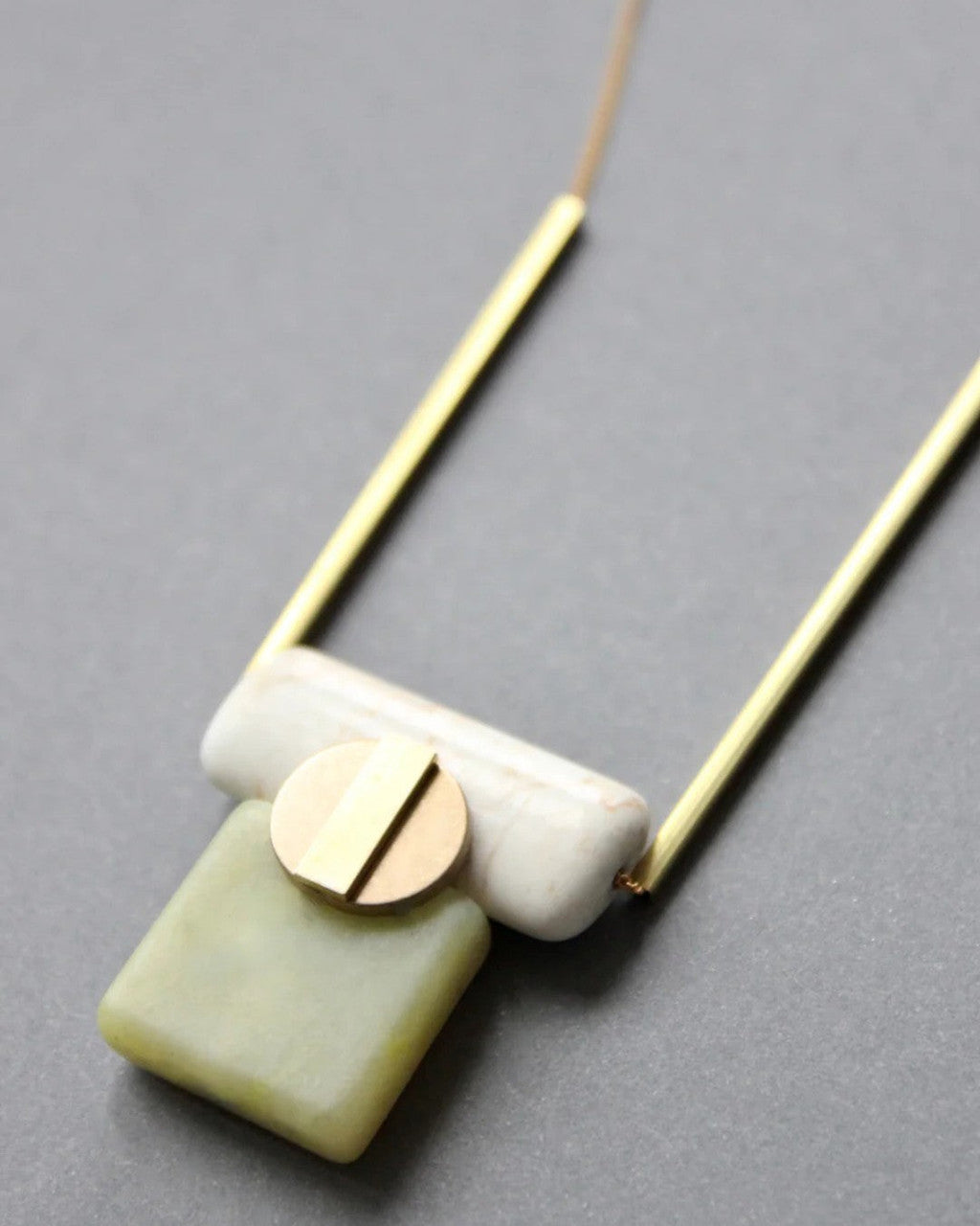 Stacked Geometric Serpentine and Magnesite Pendant