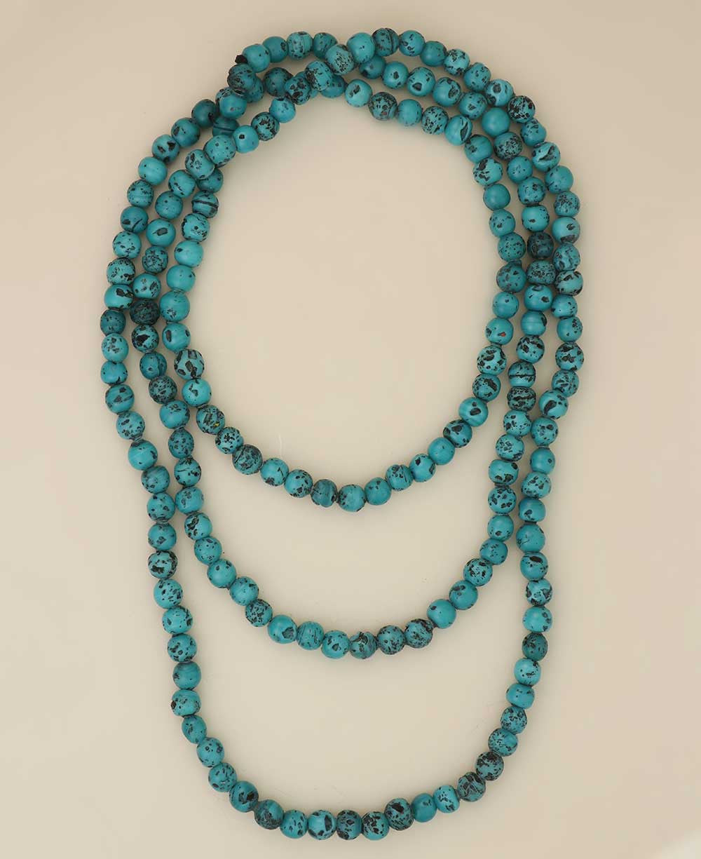 Speckled Turquoise Glass Bead Rope Necklace