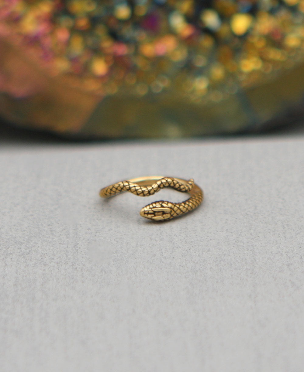 Coiled Snake Wrap Ring, Gold-Tone