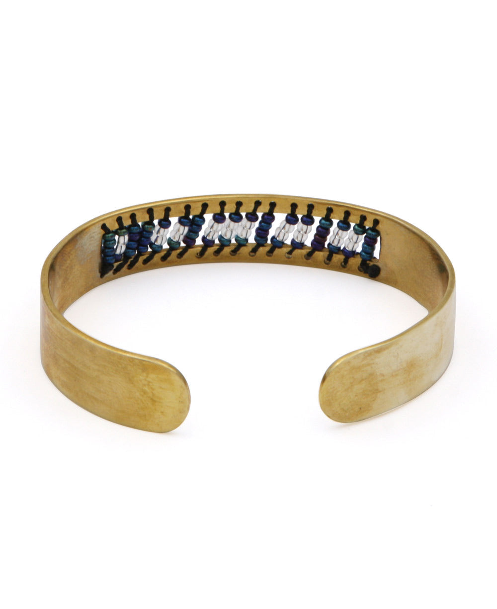 Morse Code Beaded Brass Cuff