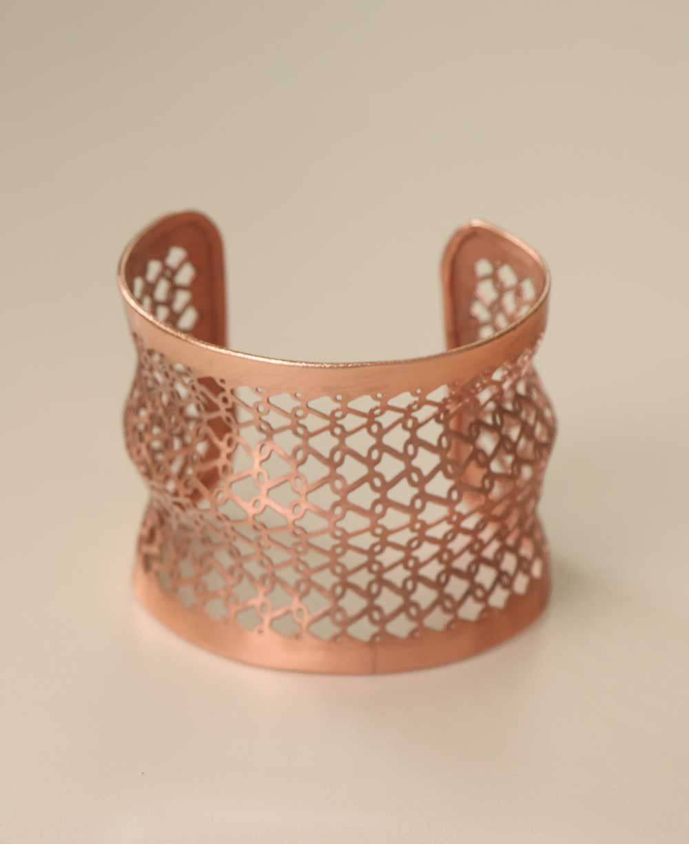 Pierced Copper Lattice Wide Cuff
