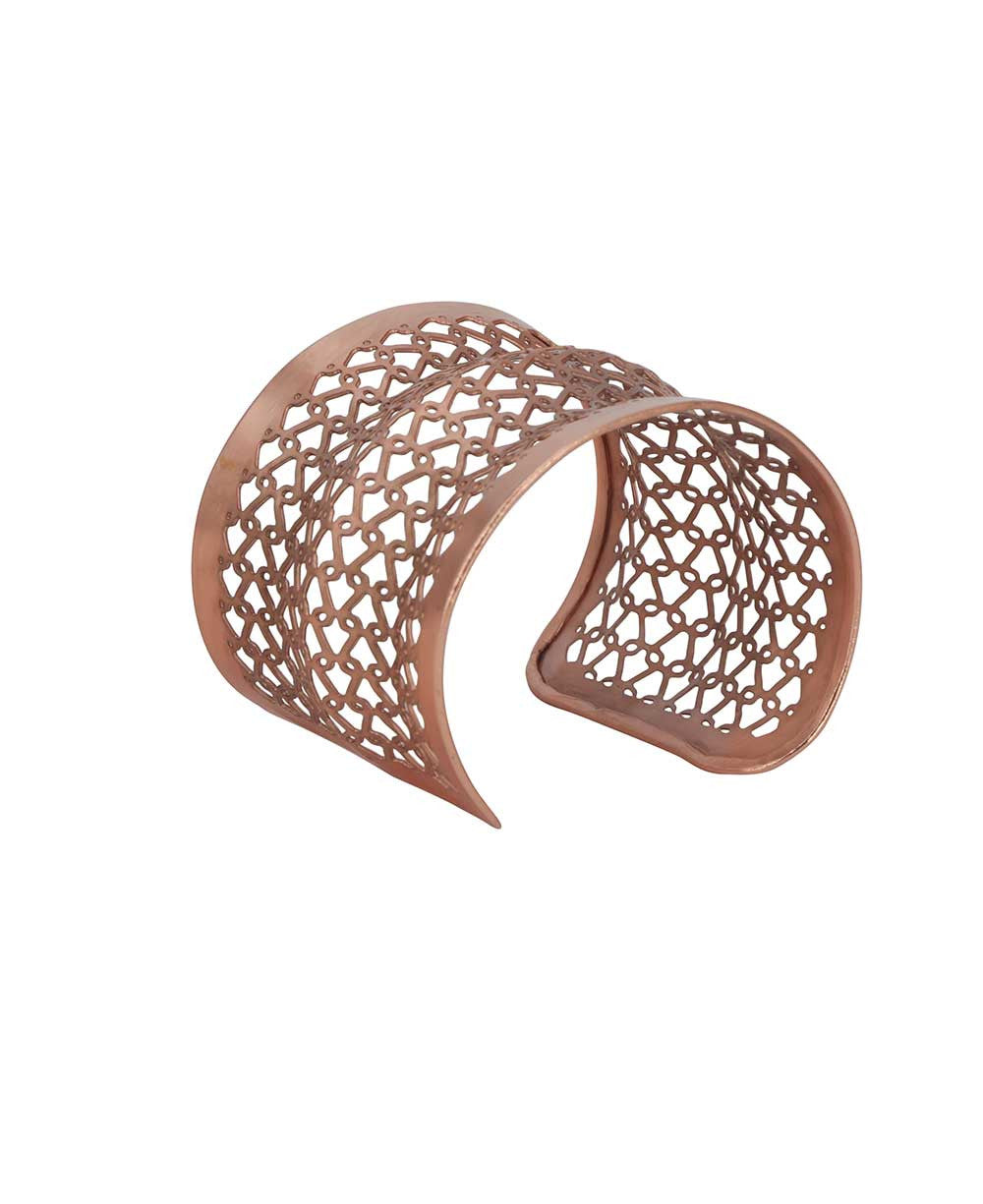 Pierced Copper Lattice Wide Cuff