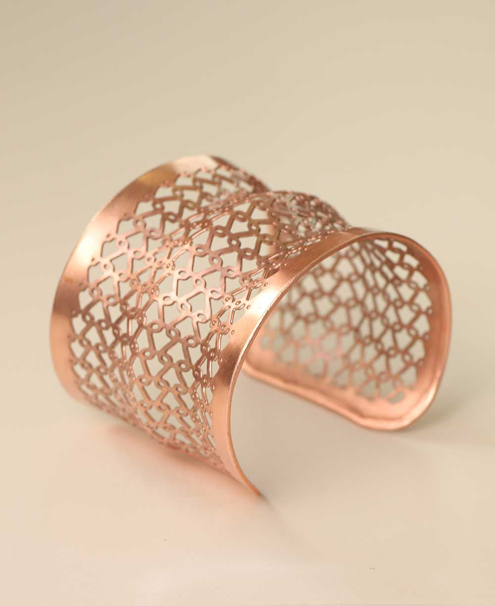 Pierced Copper Lattice Wide Cuff