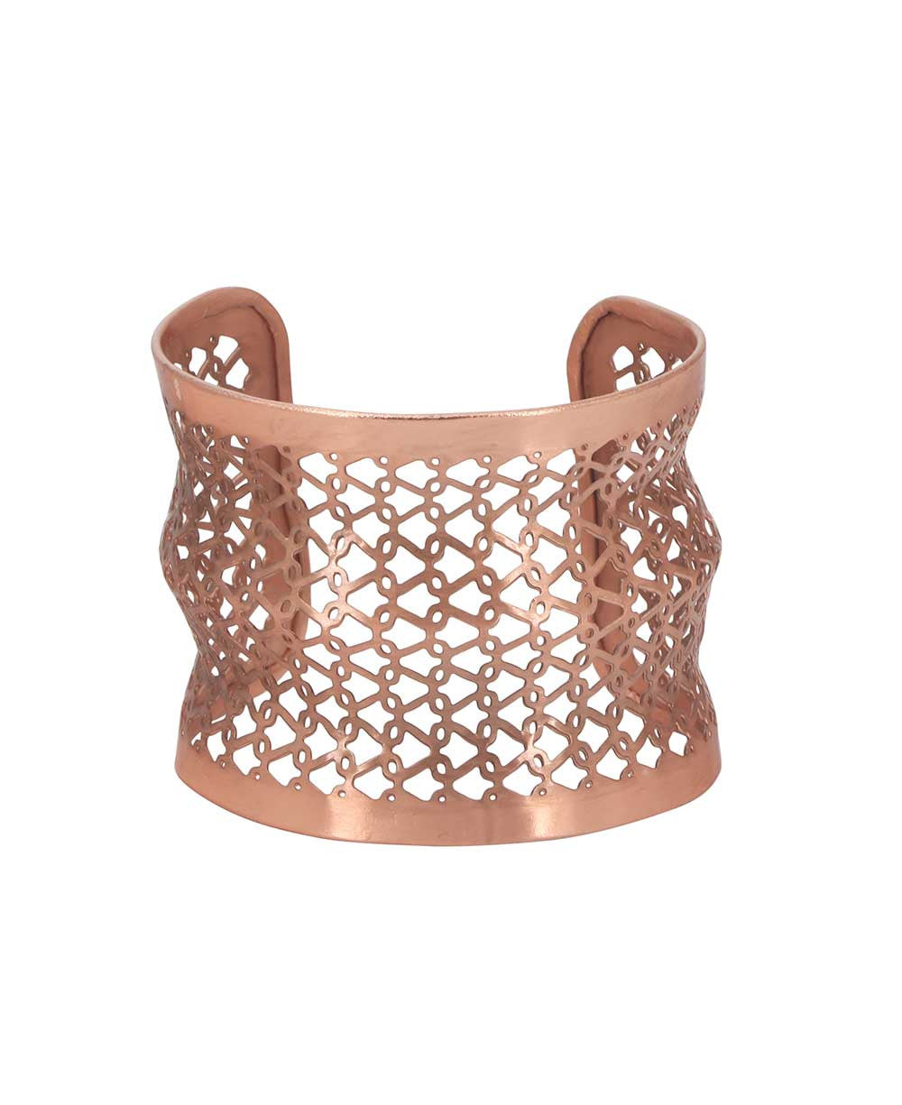 Pierced Copper Lattice Wide Cuff