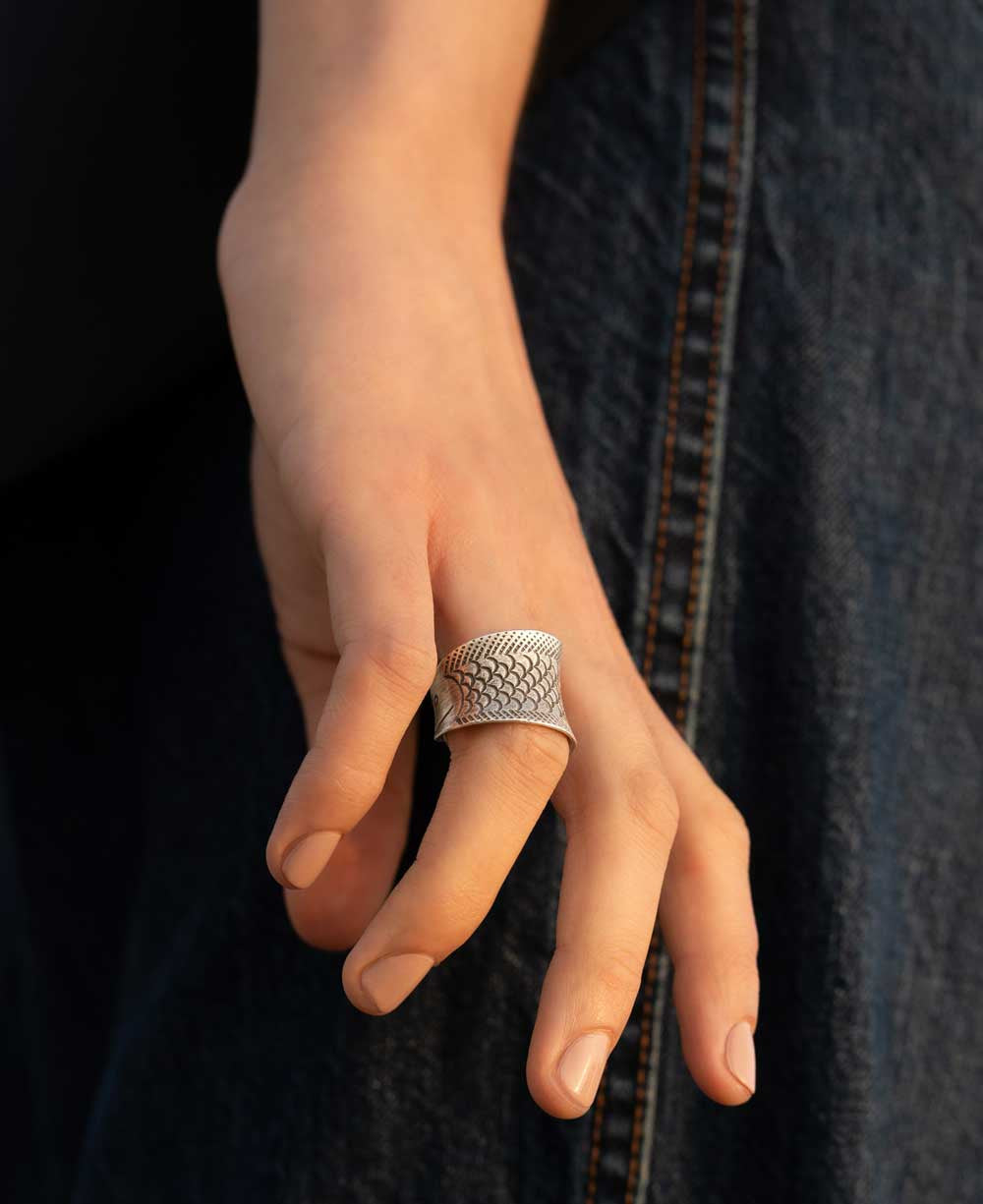 Sculptural Fish Wrap Ring in Sterling Silver