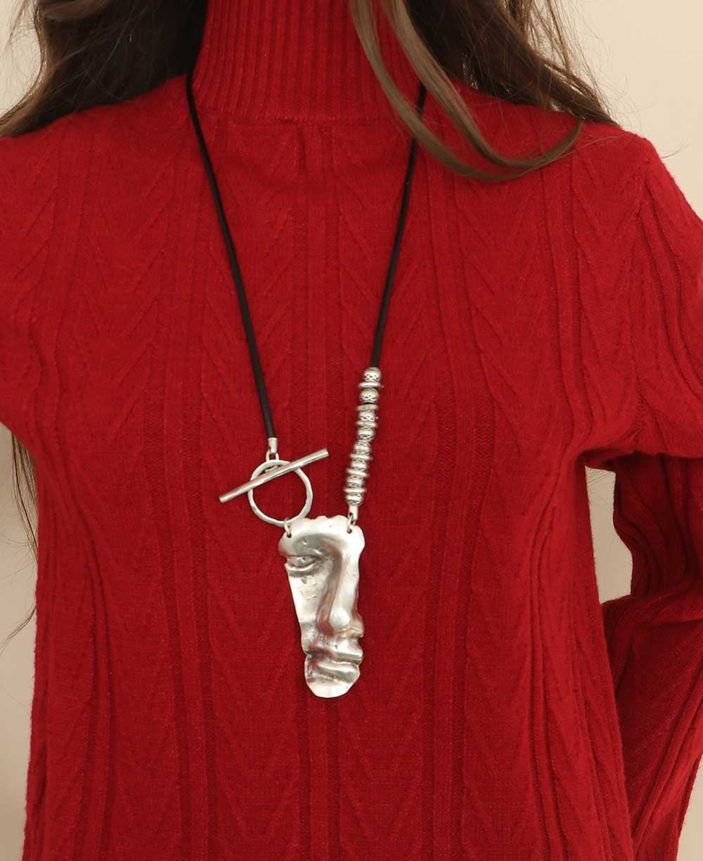 Sculptural Face Pendant Necklace