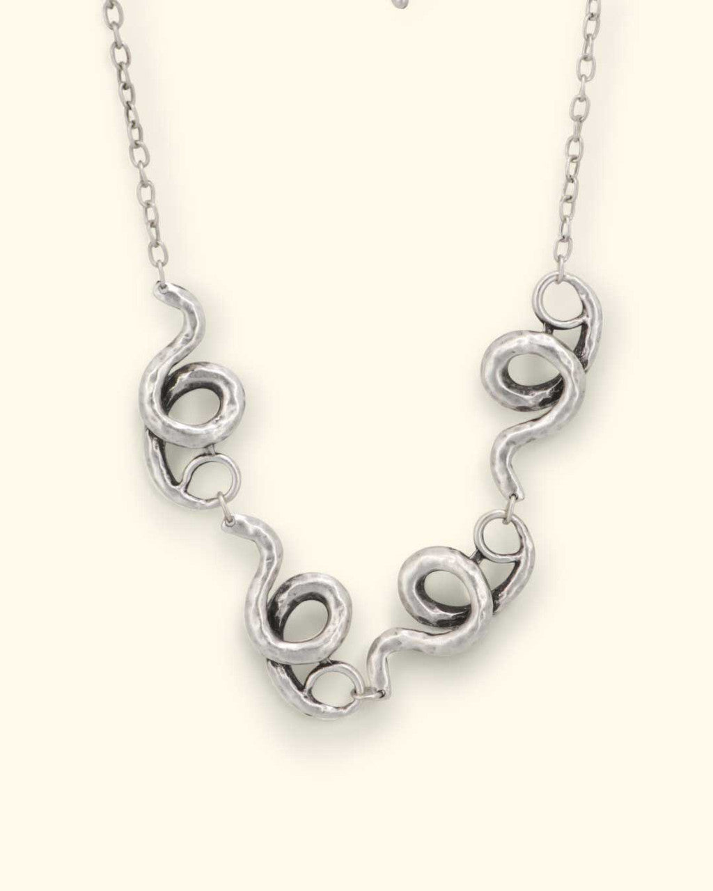 Hammered Spiral Wave Necklace
