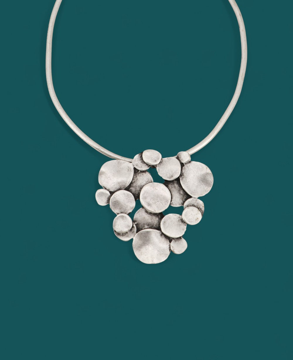 Domed Disc Cluster Collar Necklace
