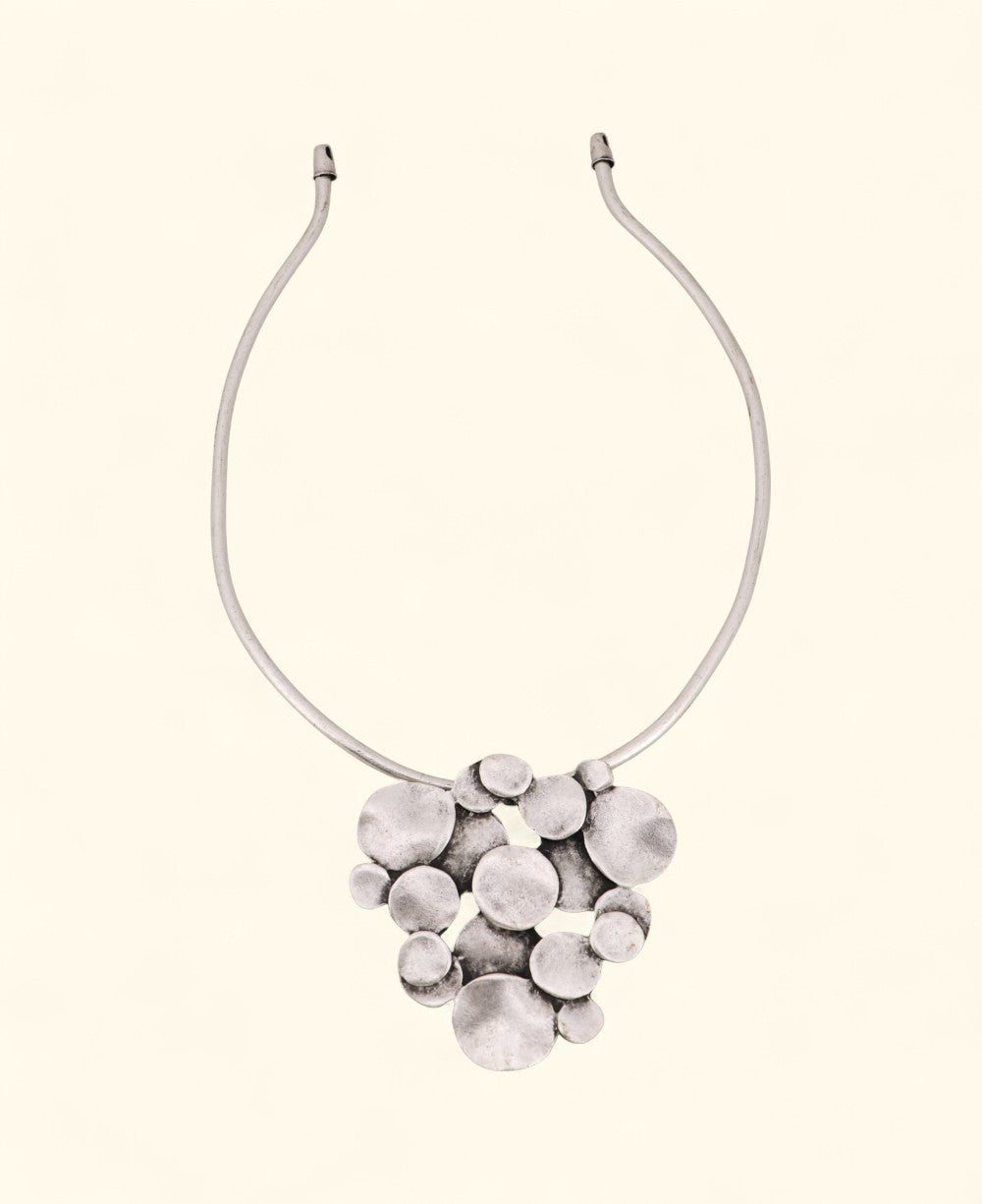 Domed Disc Cluster Collar Necklace