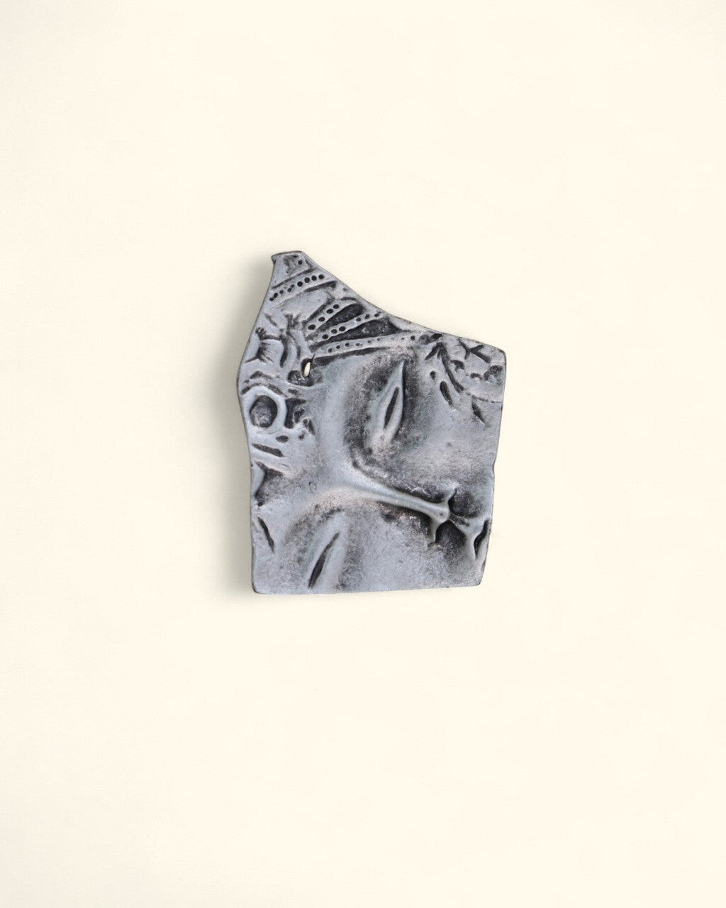 Sideways Face Ring in Antiqued Pewter