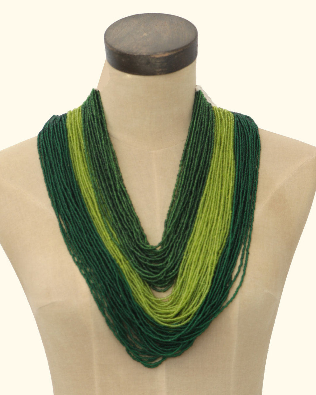 Forest and Chartreuse Multi-Strand Beaded Necklace