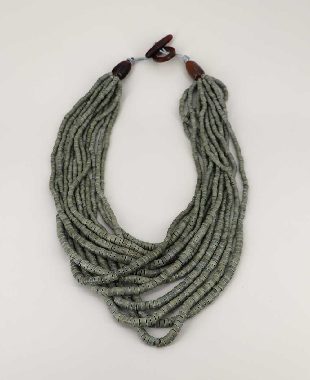 Multi-Strand Coconut Disc Necklace in Sage